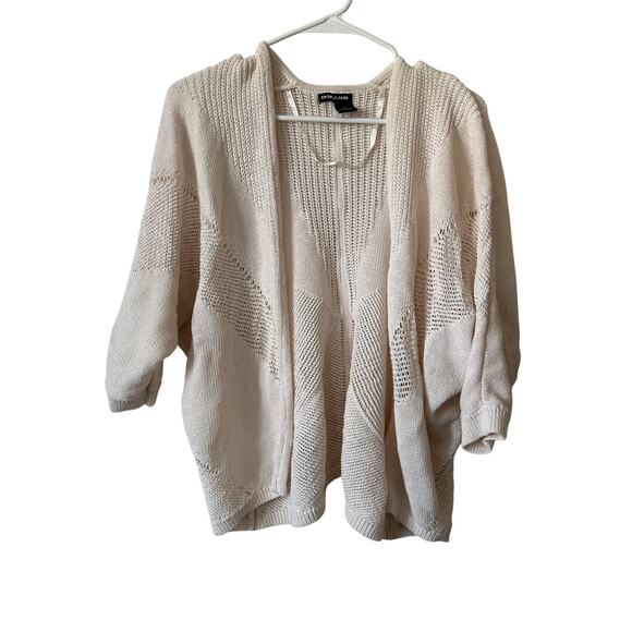 DKNY Crochet Cream Off White Ivory Cardigan Sweater Size Large - Picture 1 of 4